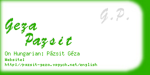 geza pazsit business card
